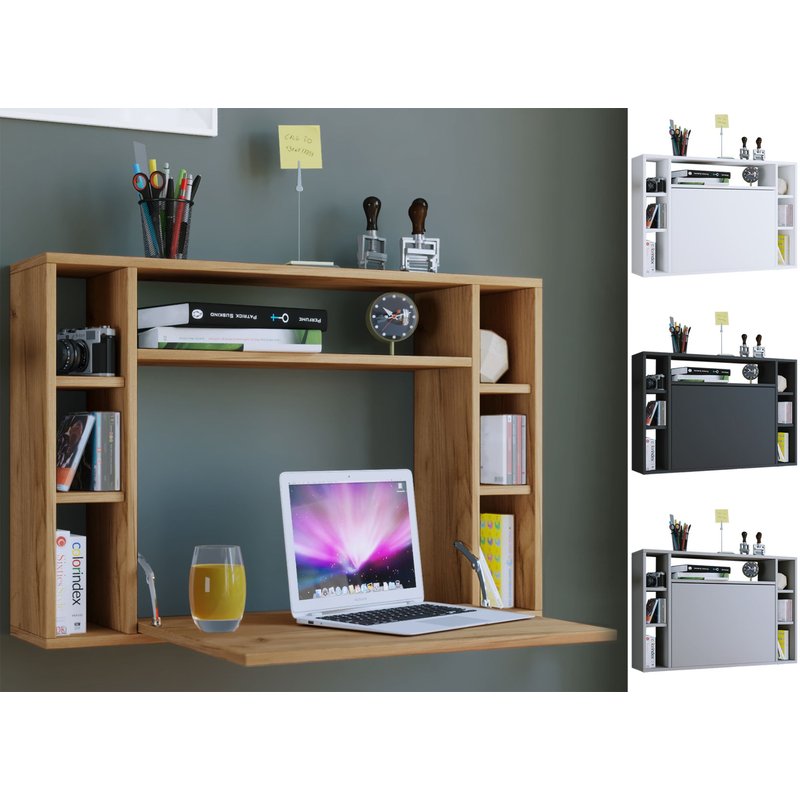 VCM Bureau suspendu pliable en bois Bureau mural Bureau d'ordinateur Tiroir Wandila Bureau suspendu pliable en bois Bureau mural Bureau d'ordinateur Tiroir Wandila