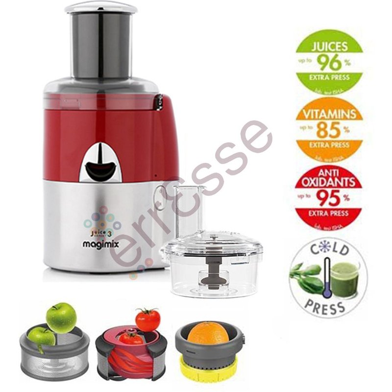 MAGIMIX Juice Expert 3 avec Coffret Coupe Légumes Rouge Chrome