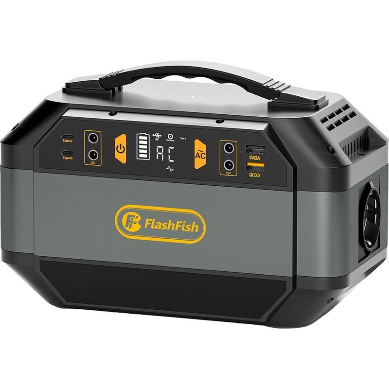Centrale électrique portable Flashfish P56, générateur solaire avec batterie 288,6 Wh/78 000 mAh, sortie CA 330 W, puissance de crête 600 W, onde sinusoïdale pure 230 V, 9 prises, affichage LED