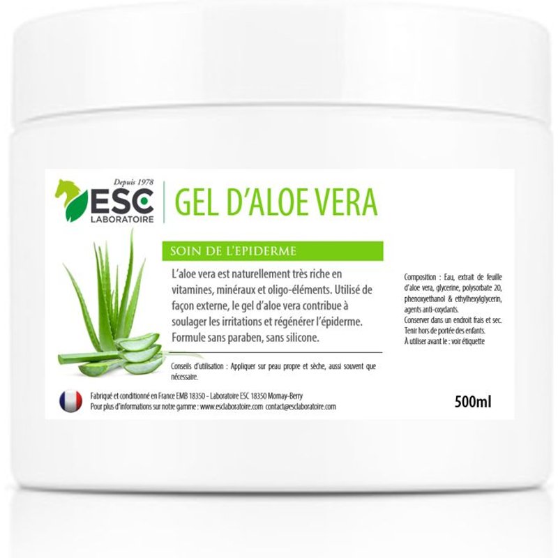 Gel D'aloe Vera - A Base De Pulpe D'aloé - Soin Régénérant De L'épiderme Du Cheval 500ml