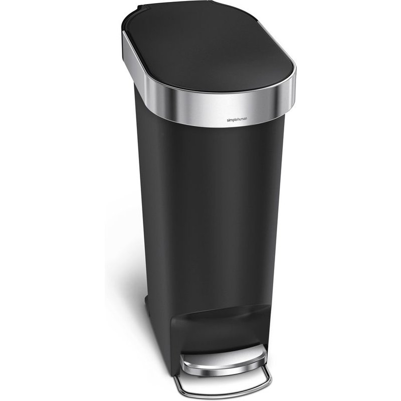 Poubelle Etroite à pédale et rebord 40L code N noire