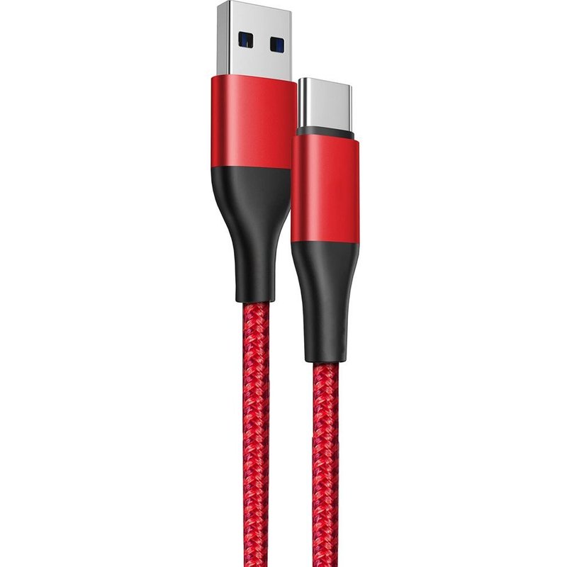 Câble USB-C Rapide pour Samsung Galaxy A54 A53 A52 4G/5G A52s A34 A33 A32 - 1 Mètre Rouge Nylon Tressé - E.F.Connection
