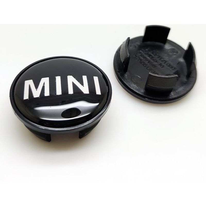 Pour Mini Wing Hubcaps 54mm -MINI Lettre Noir (Lot de Quatre)