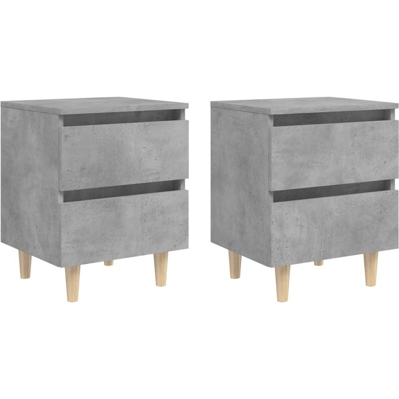 Vidaxl Tables De Chevet Pieds En Pin 2 Pcs Gris Béton 40x35x50 Cm