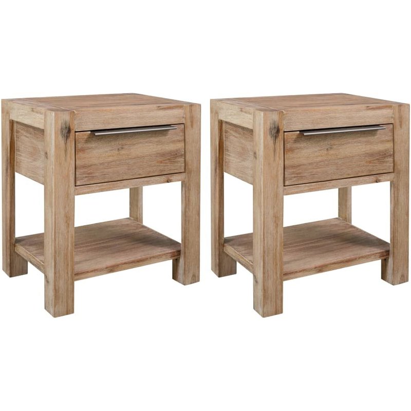 Vidaxl Tables De Chevet Avec Tiroirs 2 Pcs 40x30x48 Cm Acacia Solide