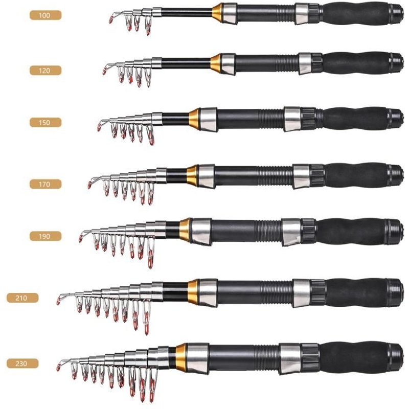 Canne Ă PĂȘche Spinning TĂ©lescopique UltralĂ©gĂšre Noire, Accessoire Portable En Fiber De Carbone, Mini Canne Ă PĂȘche De Mer Ultra Courte