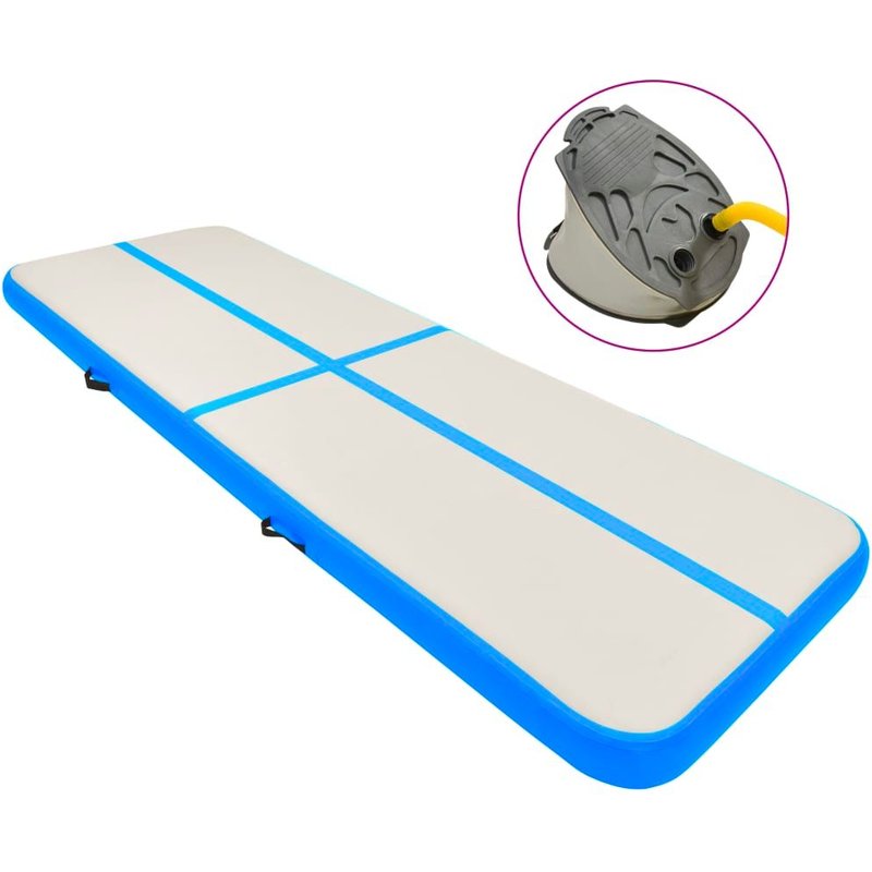 Vidaxl Tapis Gonflable De Gymnastique Avec Pompe 500x100x20cm Pvc Bleu
