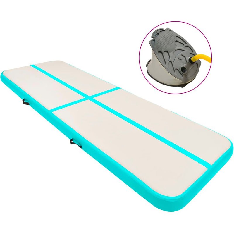 Vidaxl Tapis Gonflable De Gymnastique Avec Pompe 300x100x15cm Pvc Vert