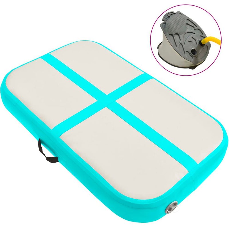 Vidaxl Tapis Gonflable De Gymnastique Avec Pompe 60x100x10 Cm Pvc Vert