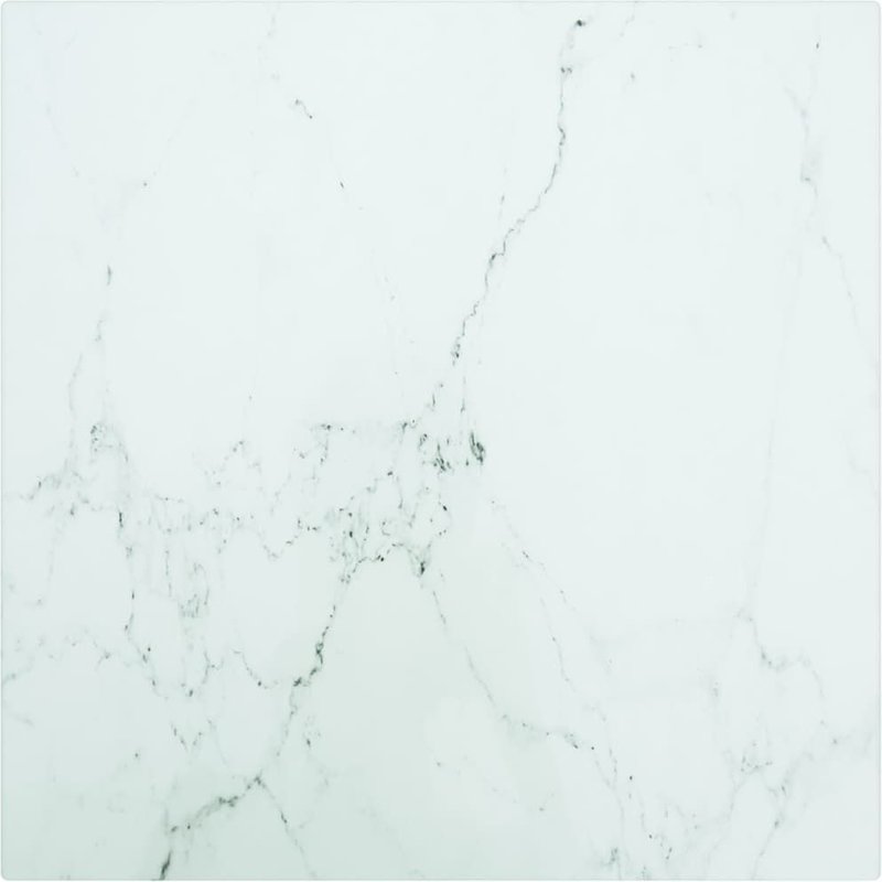 Vidaxl Dessus De Table Blanc 30x30cm 6mm Verre Trempé Et Design Marbre