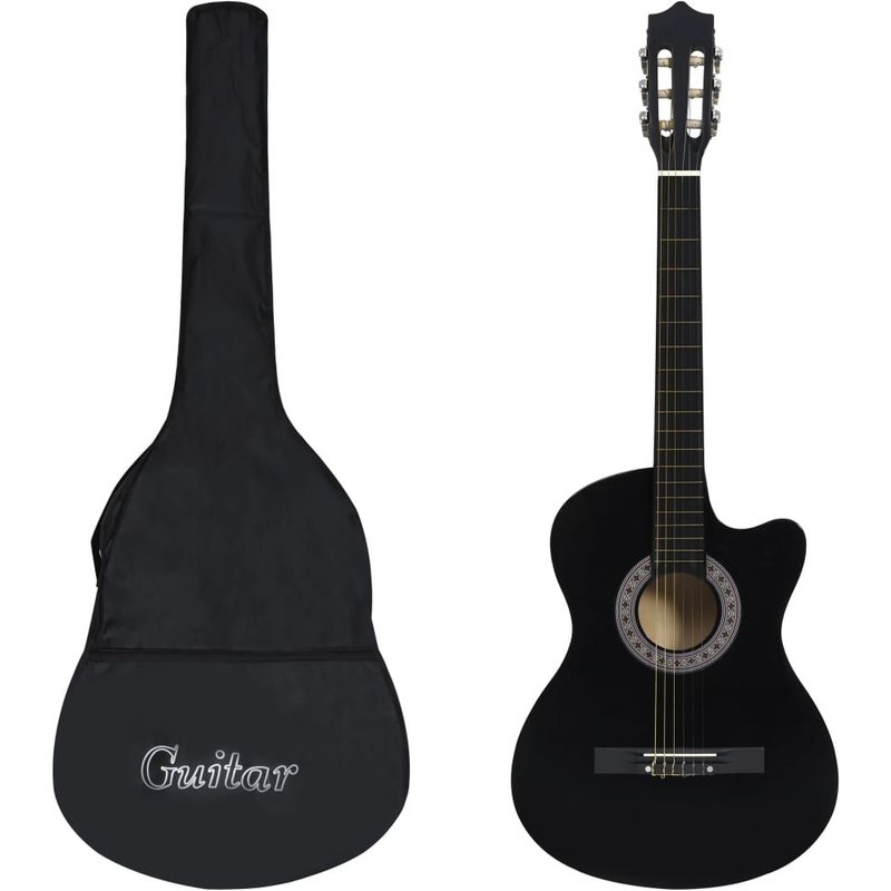 Vidaxl Ensemble De Guitare Découpée Classique 12 Pcs 6 Cordes Noir 38