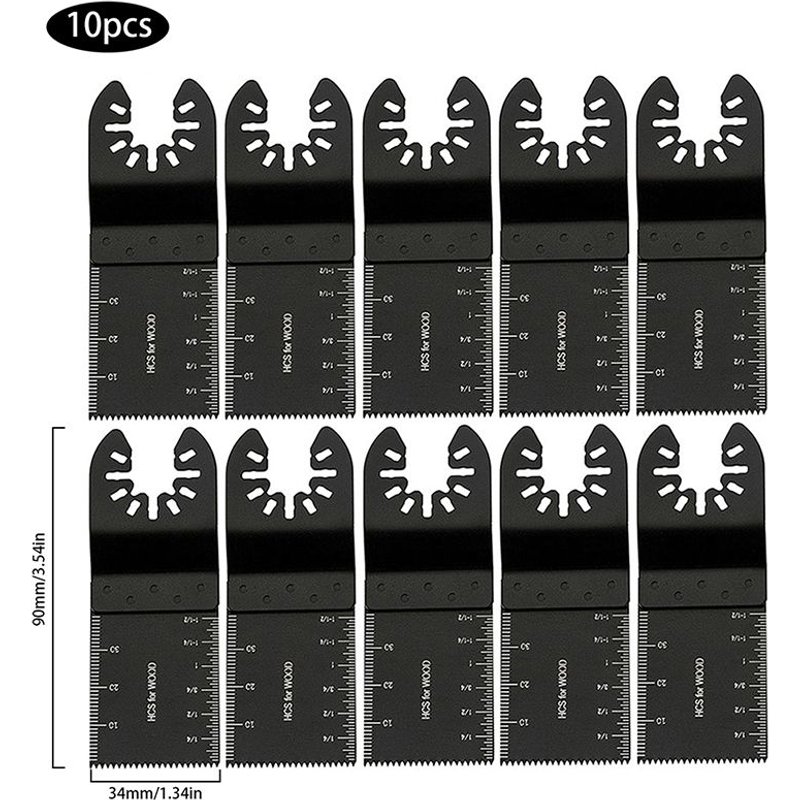 Lames de scie oscillantes pour le bois, 34MM, universel, multi-outil, pour le métal, à dégagement rapide, 10 pièces