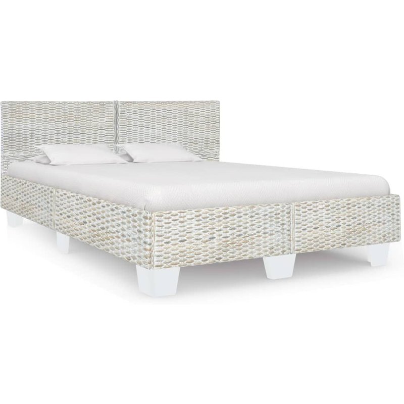 Vidaxl Cadre De Lit Gris Rotin Naturel 160 X 200 Cm