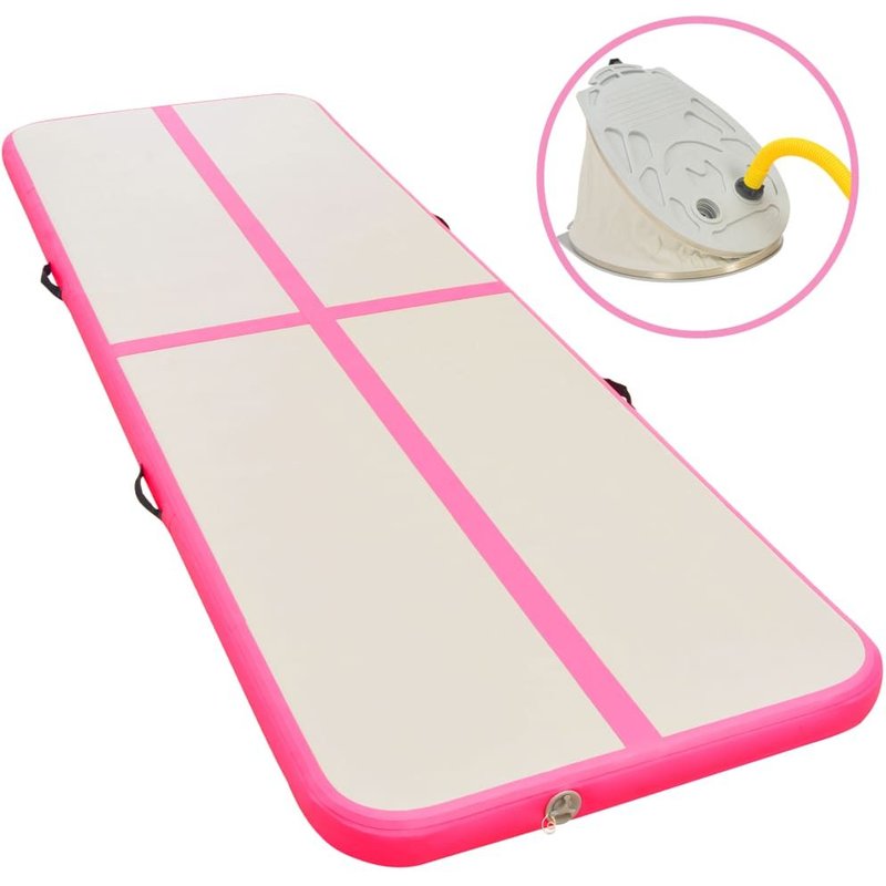 Vidaxl Tapis Gonflable De Gymnastique Avec Pompe 400x100x10cm Pvc Rose