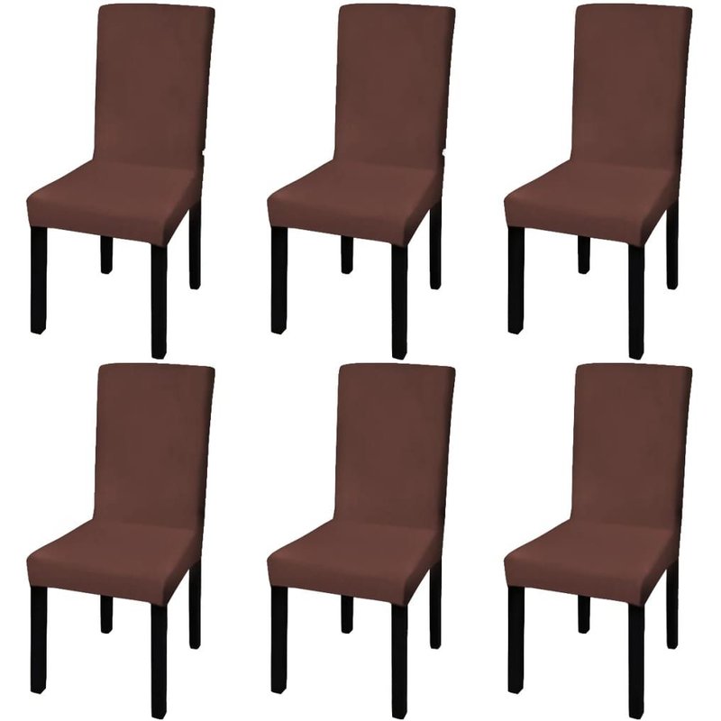 Vidaxl Housse De Chaise Droite Extensible 6 Pcs Marron