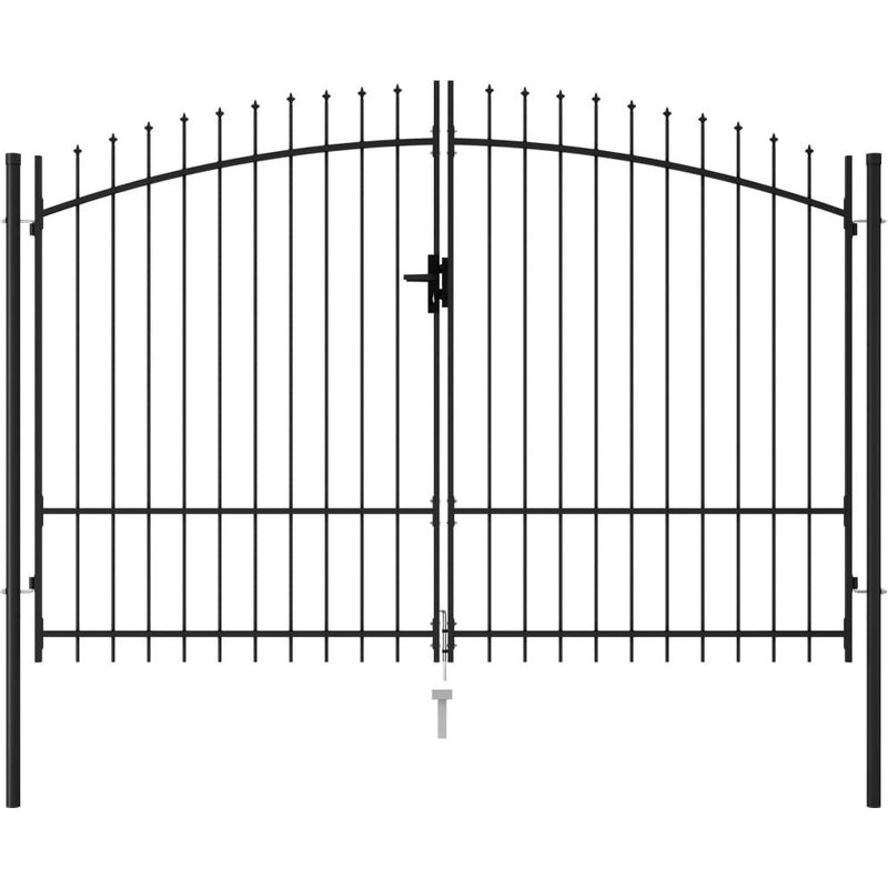 Portillon double porte avec dessus Ă pointe Acier 3x1,75 m Noir