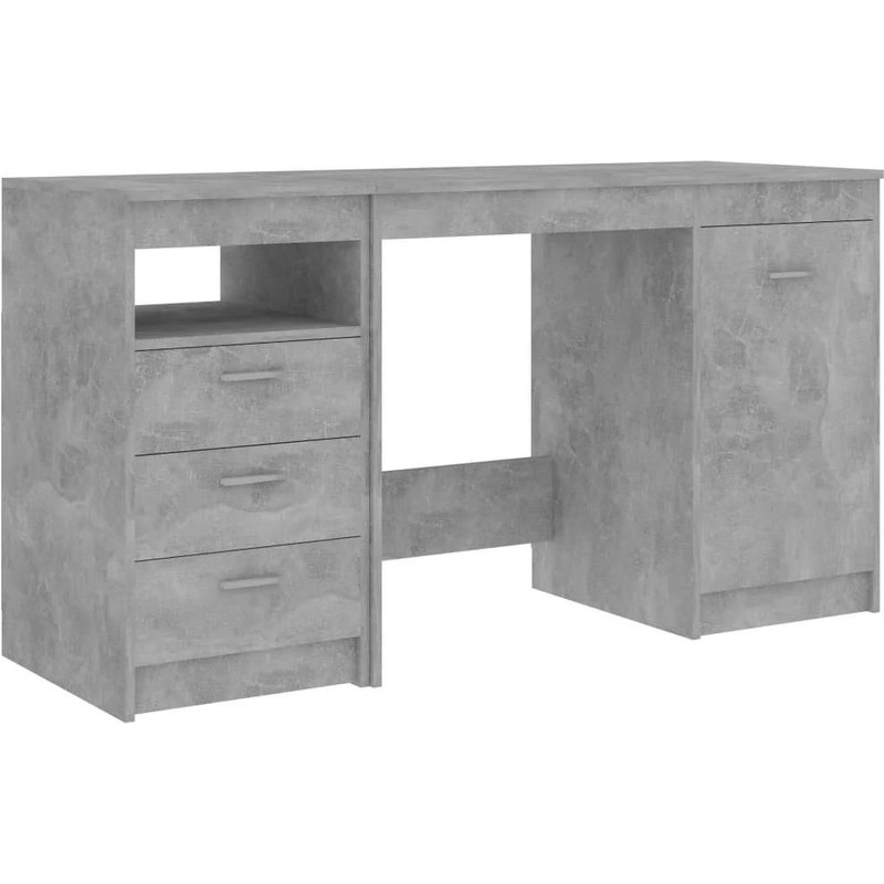 Bureau Table Poste De Travail Meuble D'ordinateur Informatique Étude 140 X 50 X 76 Cm Bois D Ingénierie Gris Helloshop26 02_0023844