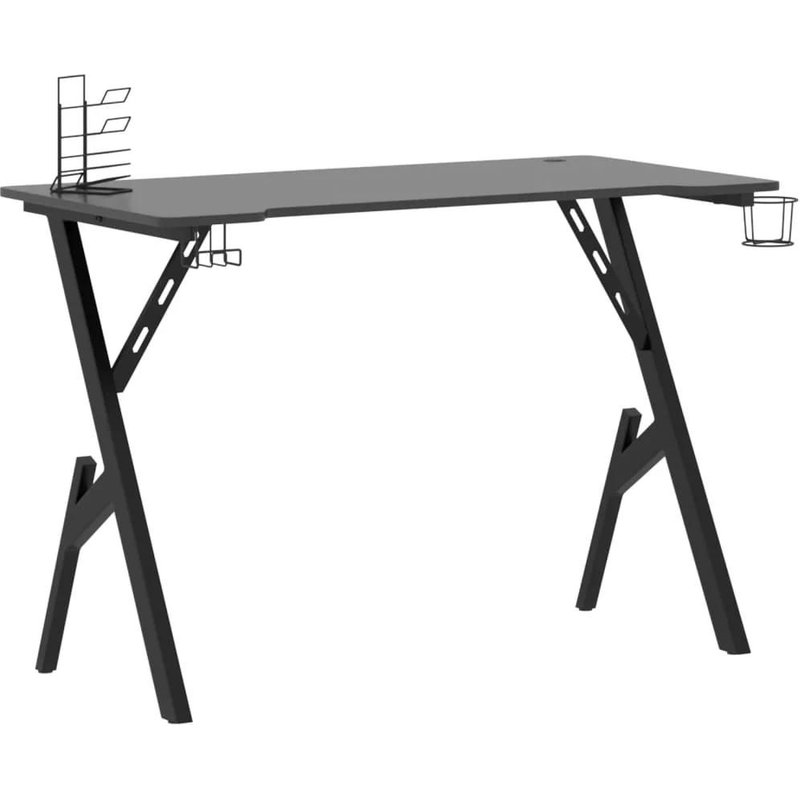 Bureau Table Poste De Travail Meuble D'ordinateur Informatique Étude De Jeu Avec Pieds En Forme De Y 110 X 60 X 75 Cm Noir Helloshop26 02_0023771