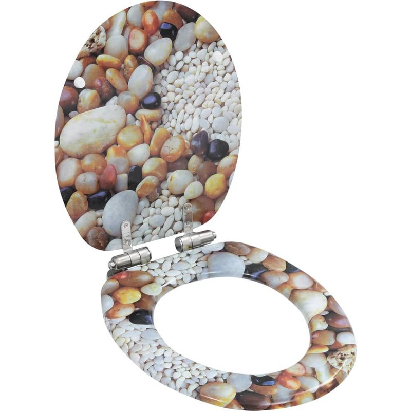 vidaXL Siège de toilette MDF Couvercle à fermeture en douceur Cailloux