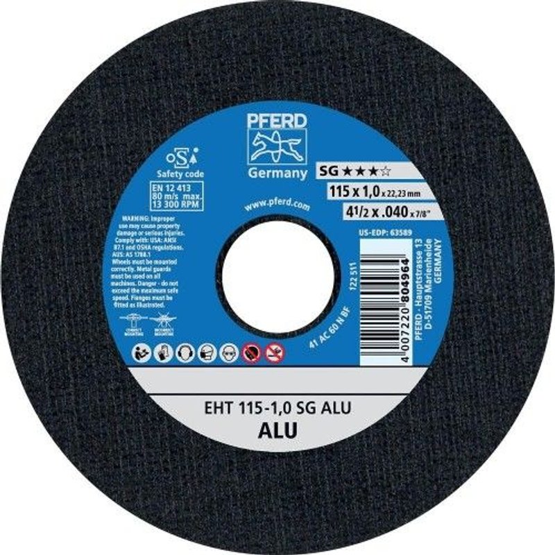 Disque à tronçonner EHT SG Alu - 115 x 1,6 mm - par 25 PFERD