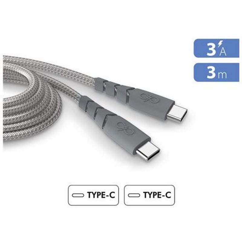 CÂBLE FORCE POWER CBL ULTRA RENFORCÉ USB C VERS USB C 3M GRIS