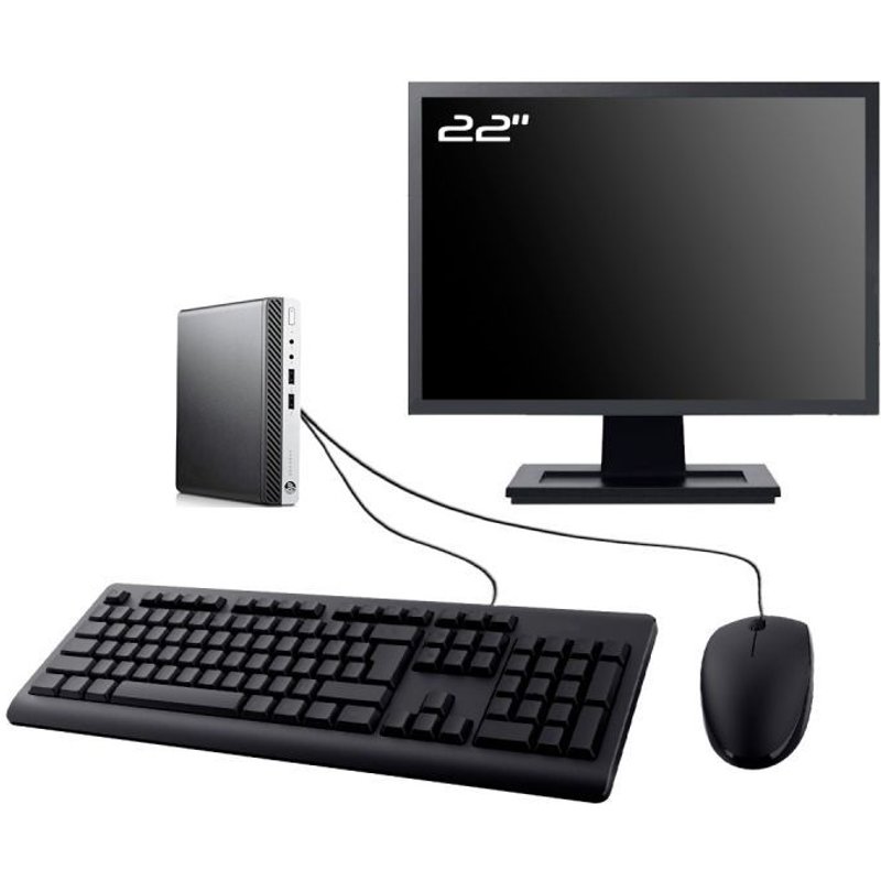 PC HP ProDesk 400 G5 DM Ecran 22" Intel I7-8700T RAM 16Go SDD 240Go W11 Wifi
