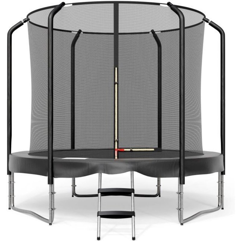 Trampoline Semi-Pro 8ft / 244cm Noir Avec Filet De Sécurité, Tapis De Saut, Coussin De Protection, Echelle - Noir