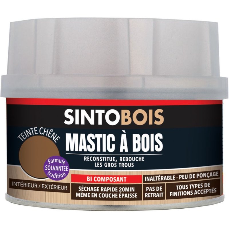 Mastic SINTOBOIS + Tube durcisseur SINTO - ChĂȘne - Boite 170 ml - 33700