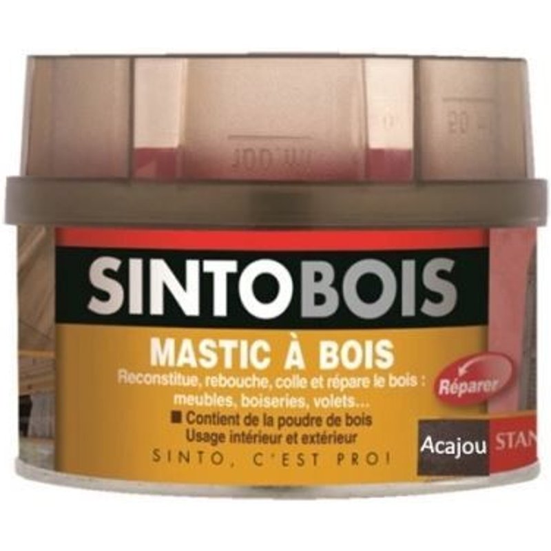 Mastic SINTOBOIS + Tube durcisseur SINTO - Acajou - Boite 1 L - 23772