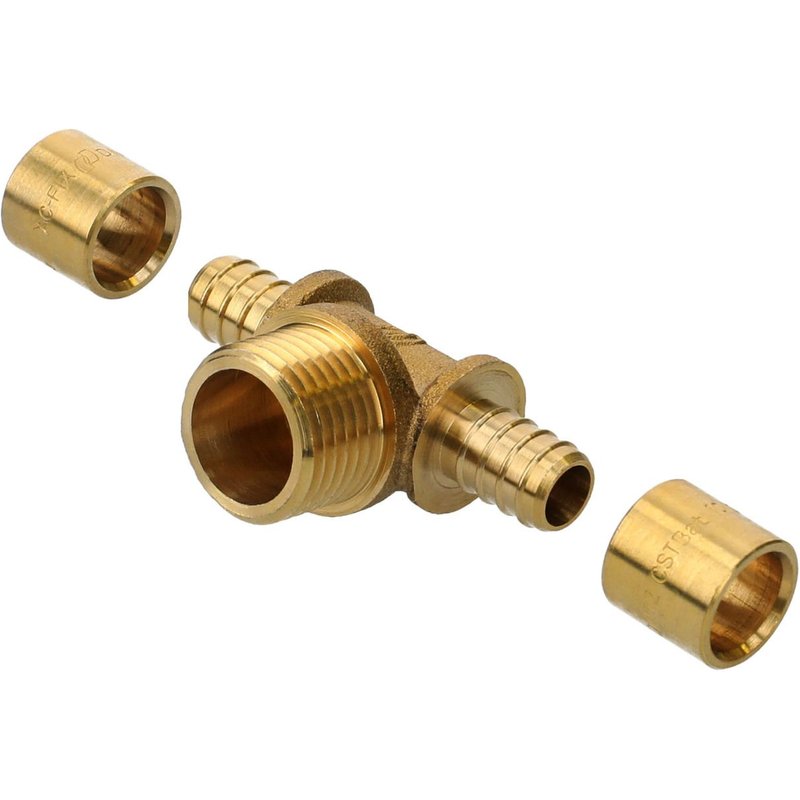 SOMATHERM Raccord PER en Te a glissement - Male au centre - O PER 16 Filetage 1-2