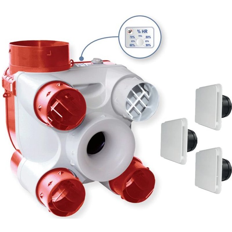 Unelvent-Kit Vmc Autoréglable À Sondes Hygrométriques Et Bouches Extra-Plates Deco Dhu K Réf.603116