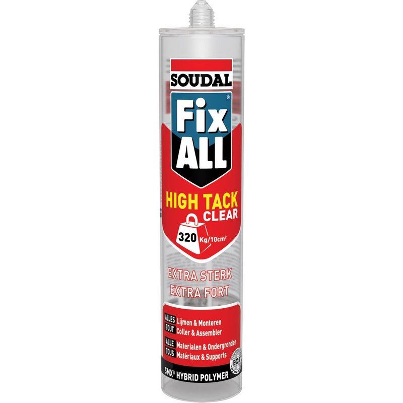 Mastic-colle hybride - 290 ml - transparent - Fix All High Tack SOUDAL
