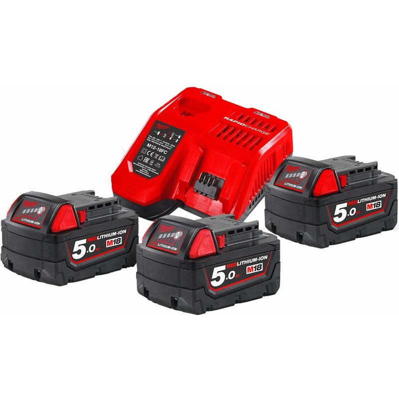 Pack Énergie M18NRG-503 MILWAUKEE 4933451423 18V 5,0Ah Red Lithium + 1 batterie M12 2Ah OFFERTE