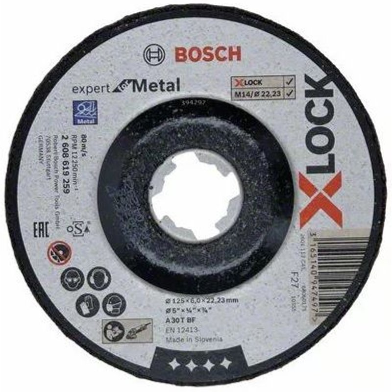 Disque à ébarber pour métal 125 mm à moyeu déporté - système X-lock BOSCH