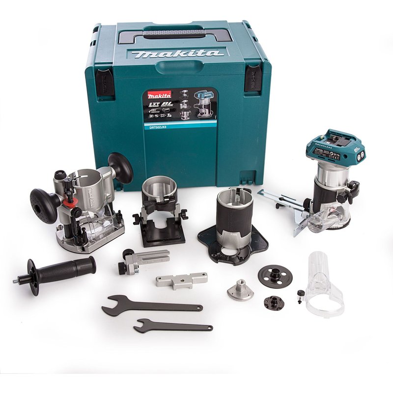 Affleureuse MAKITA DRT50ZJX3 18V Ø 8mm avec kit d'accessoires (Machine Nue)