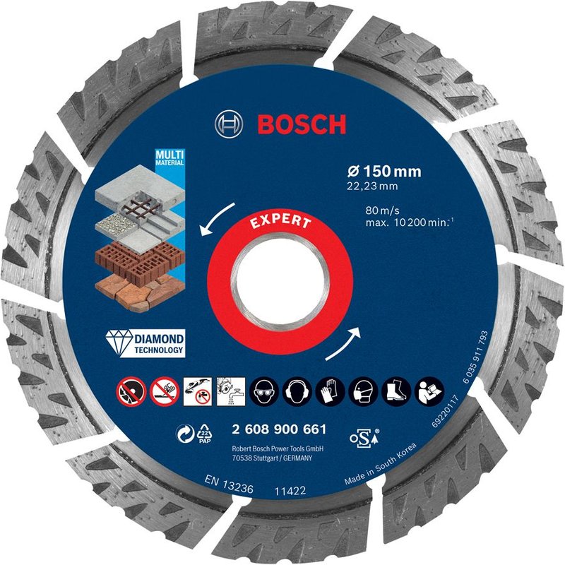 Bosch Disque à tronçonner diamanté EXPERT MultiMaterial 150 x 22,23 x 2,4 x 12 mm - 2608900661