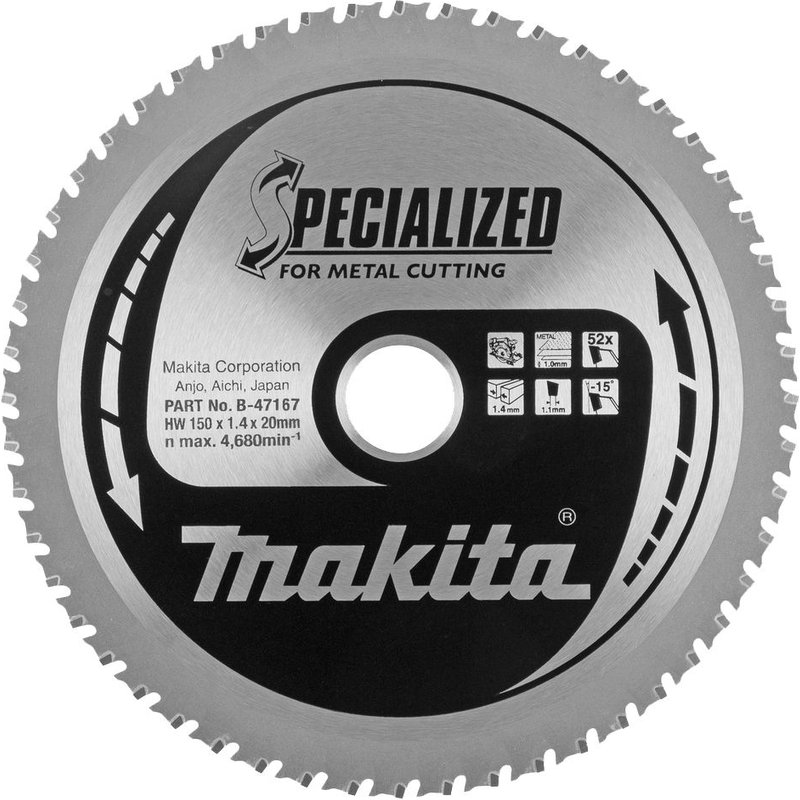 lame de scie SPECIALIZED métal 150mmx20x52D - Makita B-47042
