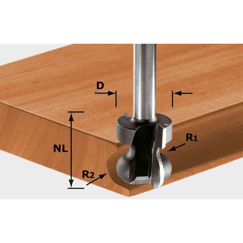 Festool Fraise pour poignée moulurée HW S8 D22/16/R2,5+6 - 491140