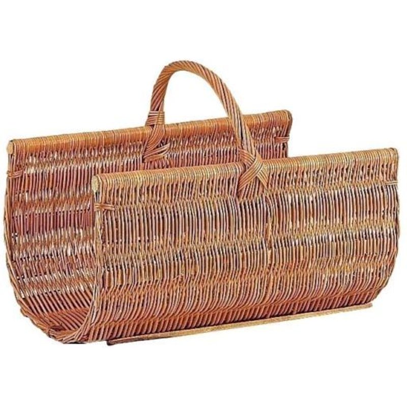 Panier à bois 1/2 rond en osier buff