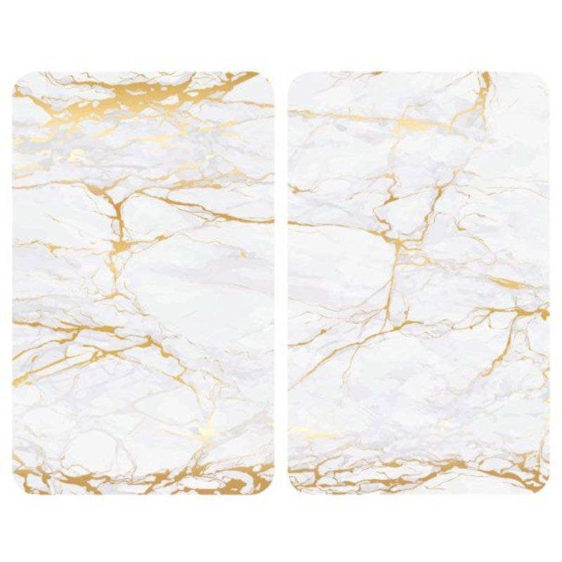 2 Couvre-Plaques Universel Design Marbre - 30 X 52 Cm - Blanc
