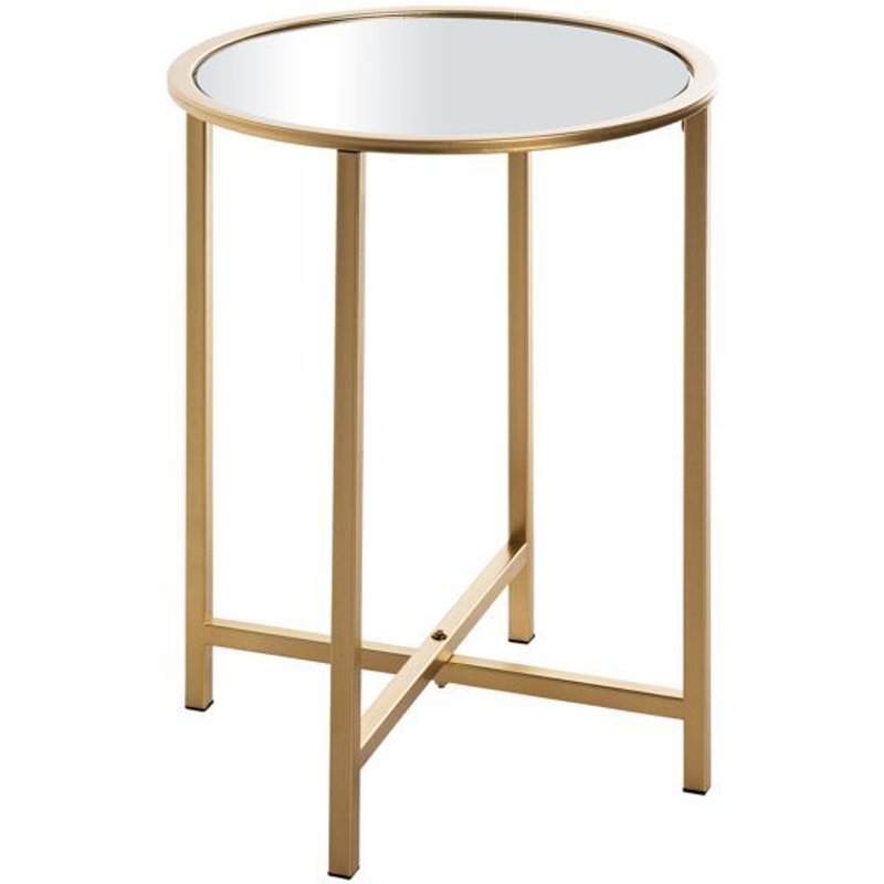 Table D'appoint Ronde 39x53 Cm En Verre Et Métal Doré