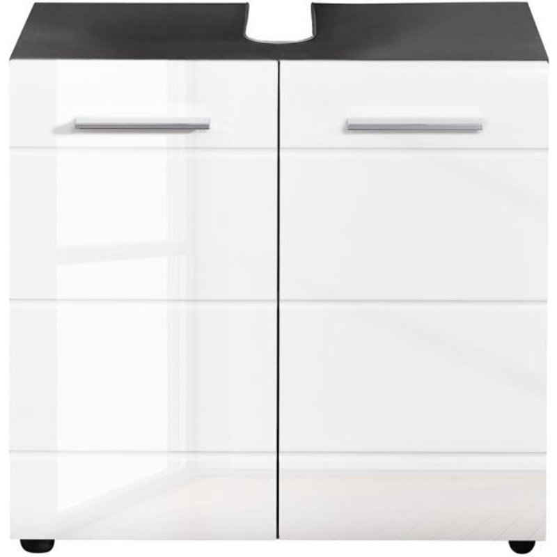 Trendteam Meuble Sous Vasque Line Blanc Et Argenté Fumé