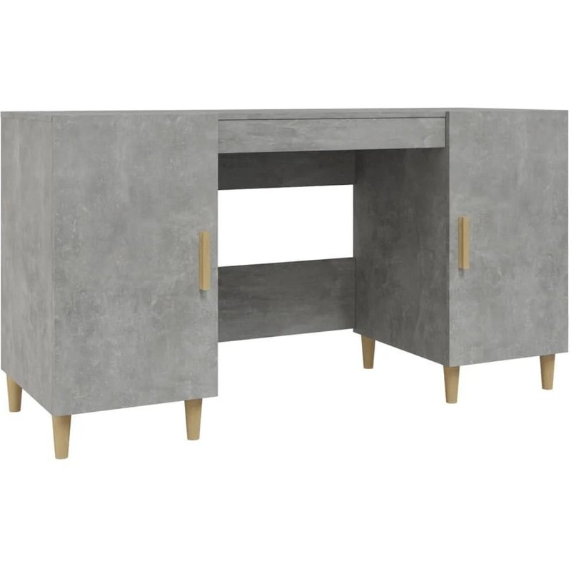 Bureau Table Poste De Travail Meuble D'ordinateur Informatique Étude 140 X 50 X 75 Cm Bois D'ingénierie Gris Helloshop26 02_0023842