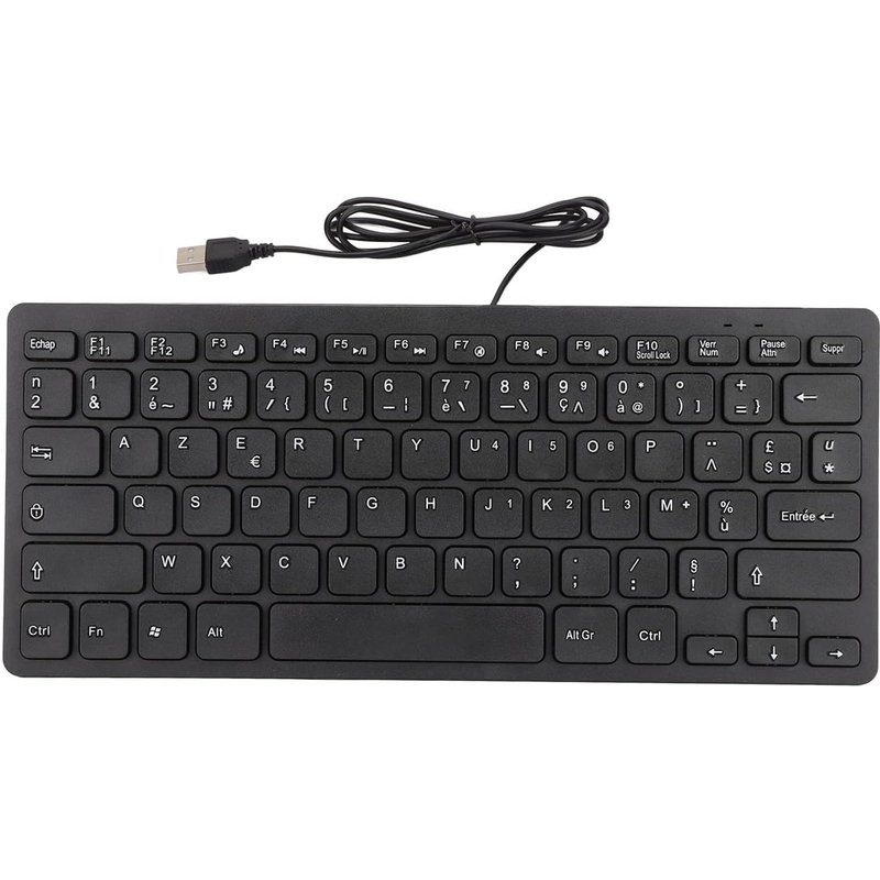 Clavier Filaire, TT-A01 78 Touches USB Clavier Muet Ultra Mince Mini Clavier Russe/Fran?ais/Allemand pour PC Ordinateur Portable Ordinateur de Bureau(fran?ais)