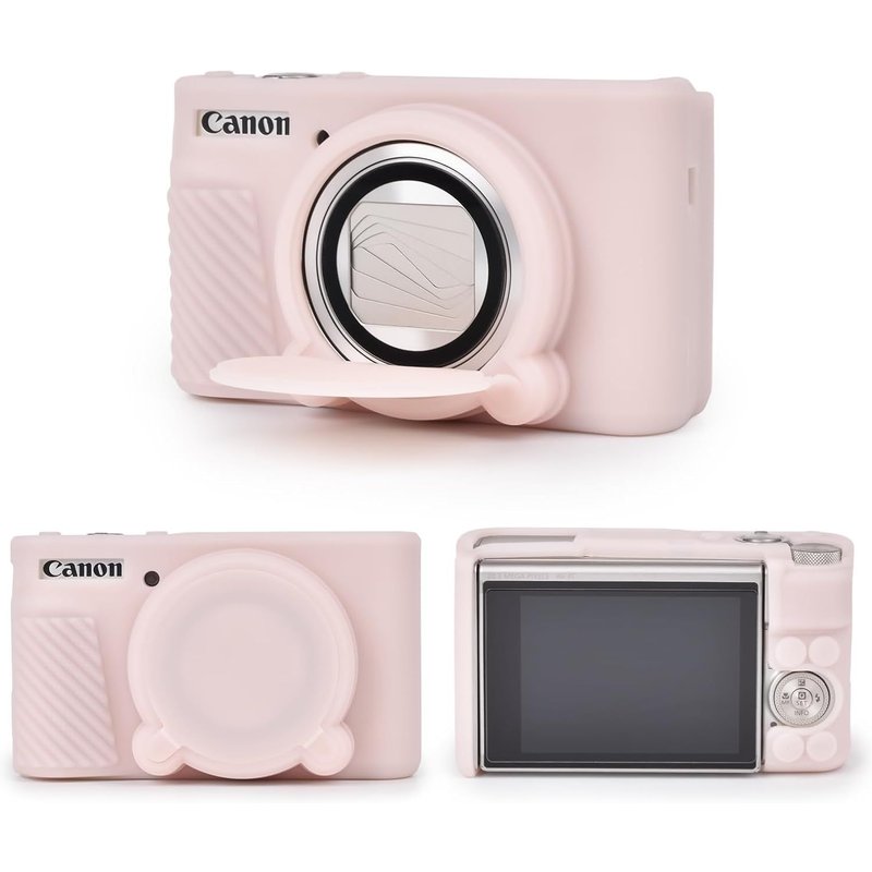 Housse en Silicone pour Canon PowerShot SX740 SX730 HS Caméra, Coque Protection en Caoutchouc Souple pour Canon SX740 SX730 HS - avec Couvercle d'objectif Amovible - Rose Gelée