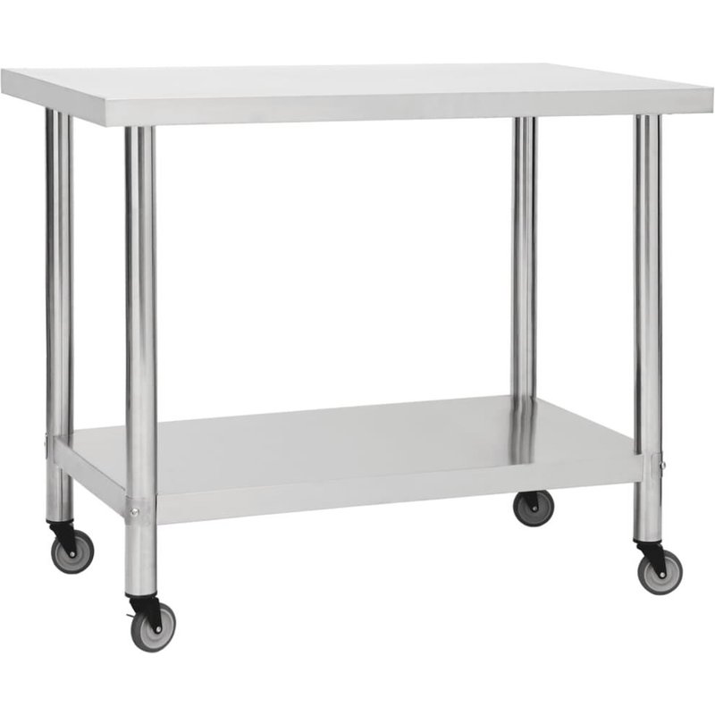 Table De Travail De Cuisine Avec Roues 100x45x85 Cm Inox Vidaxl Vidaxl