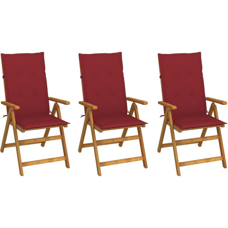 Chaises Pliables De Jardin 3 Pcs Avec Coussins Bois D'acacia Vidaxl Vidaxl