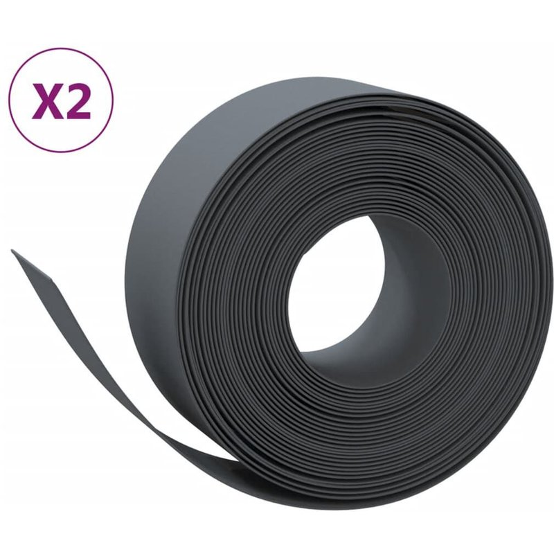 Bordures de jardin 2 pcs gris 10 m 20 cm polyéthylène vidaXL vidaXL