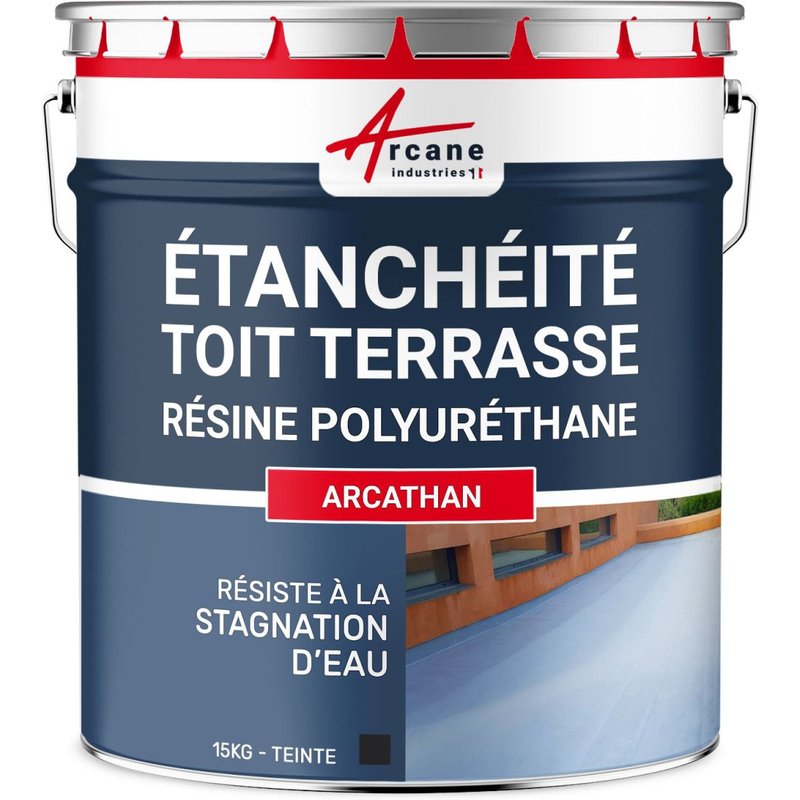 Étanchéité toit terrasse, toit plat Arcathan : Résine étanchéité Ardoise 15 kg