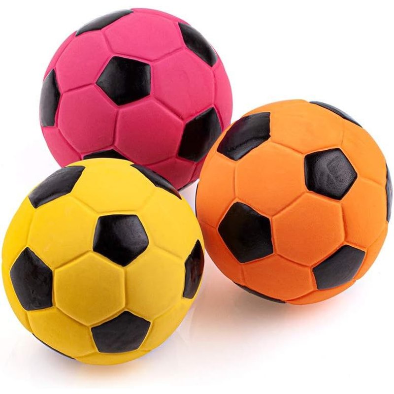 3pcs 7 Cm Jouet Balle Pour Chien Couineur Football Mâcher Chercher Jeu Interactif Pour Chien Taille Moyenne Couleur Aléatoire